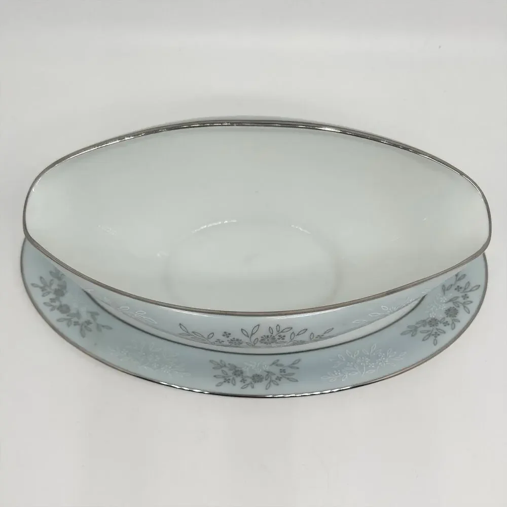 Vintage 1950s Noritake China Gravy Boat & Underplate Blueridge Pattern 5858